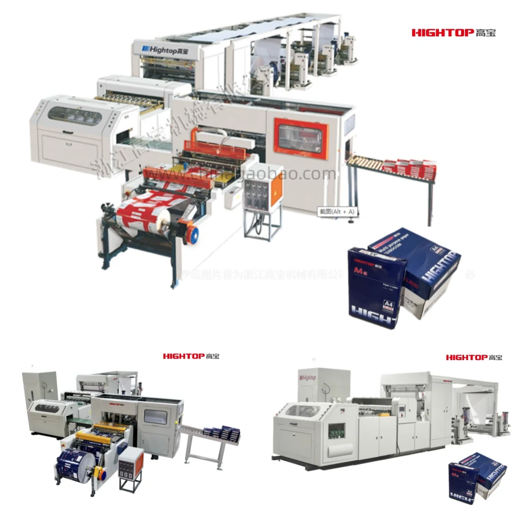 Hightop Automatic A4 Paper Reams Cutting Machine, Copy Paper Sheeting Machine, A4 Sheeter Machine, and Packaging Machine